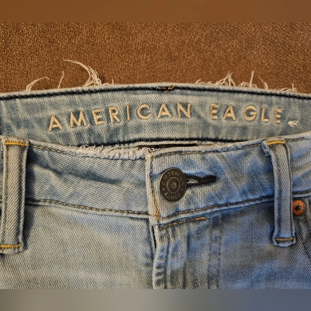 American Eagle Air Flex Patched Slim Fit Light Wash Jeans Size 30X32